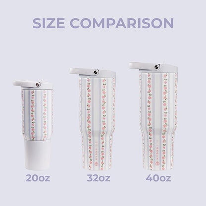 HydroJug Sport - Stainless Steel Tumbler with Straw, Vacuum Insulated, 40oz Leakproof Water Bottle, Ergonomic Design, Reusable, Dishwasher Safe, Rubber Base, Durable for Gym or Outdoors, Primrose