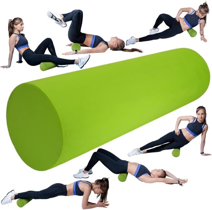 High-Density Foam Roller for Muscle Recovery & Massage, 13" x 3.75" EVA Firm Roller for Warm-Up/Cooldown, Yoga & Pilates, Includes Carry Case (Green)