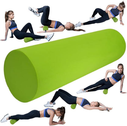 High-Density Foam Roller for Muscle Recovery & Massage, 13" x 3.75" EVA Firm Roller for Warm-Up/Cooldown, Yoga & Pilates, Includes Carry Case (Green)