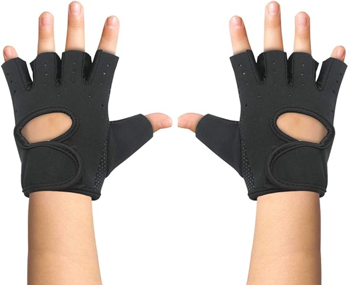Luwint Kids Fingerless Workout Gloves - Anti-Slip Fitness Mitten for Children Cycling Yoga Weightlifting, 1 Pair