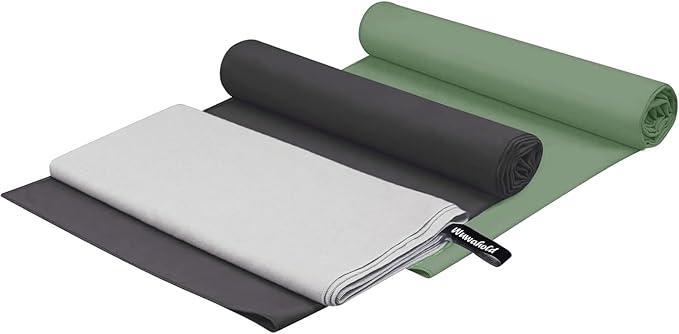 Camping Quick Dry Towel Set- 3 Pack, Soaking Up Sweat Microfiber Lightweight Sport Towels with Mesh Bag, Travel Towel Suitable for Camping, Beach, Gym, Yoga