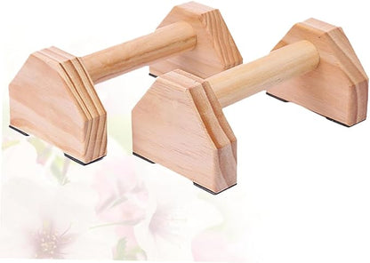 BESPORTBLE Push-up Bracket and Handstand Bar Set, Solid Wood Parallettes for Muscle Training, Home Fitness Equipment for Calisthenics and Strength Workouts