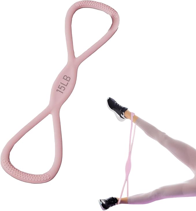 Silicone Figure 8 Resistance Bands for Full-Body Workouts – 15 LB Suitable for Shoulder, Back, and Arm Exercises