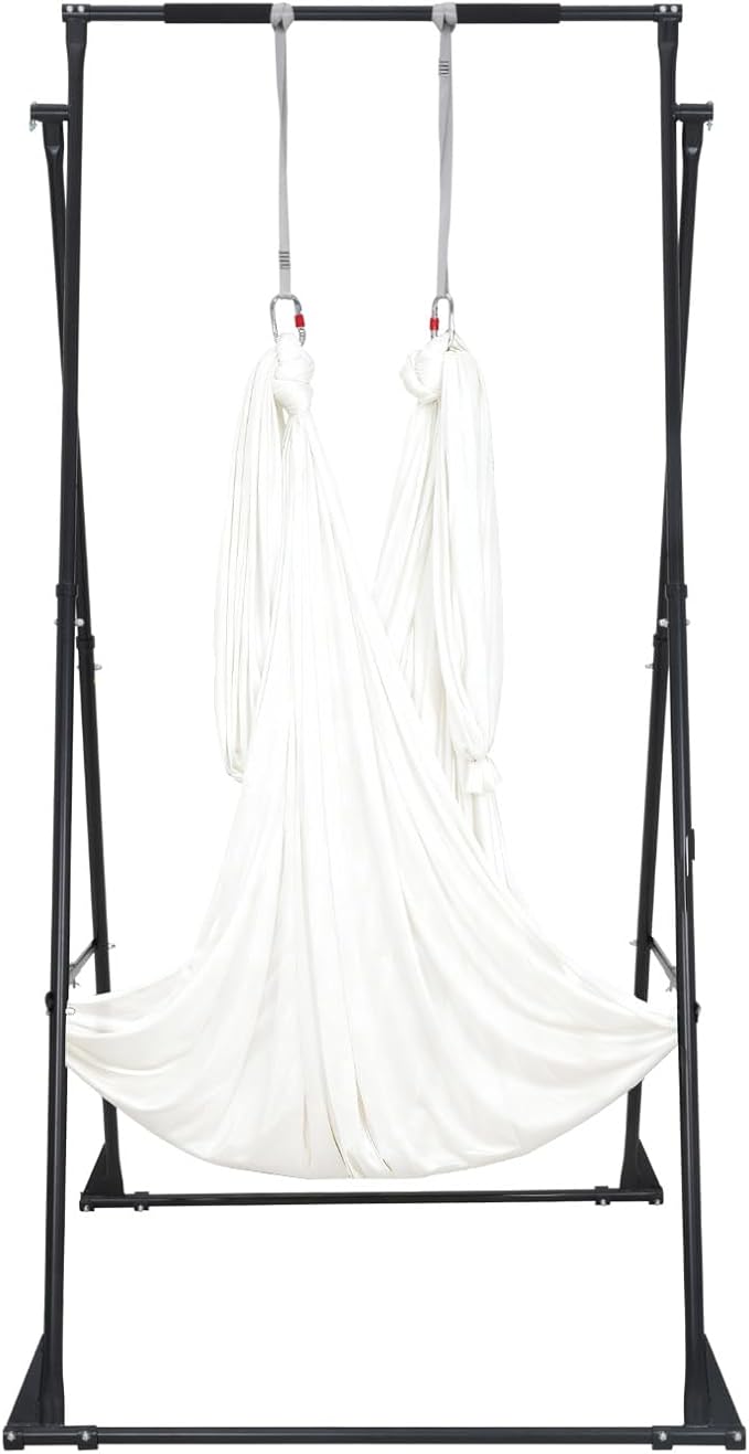 VEVOR Yoga Stand Frame, Max 441-551 lbs Load Swing Stand, Triangular Structure Aerial Rig, Aerial Silk Stands with Yoga Hammock, Standard & Height-Adjustable Version