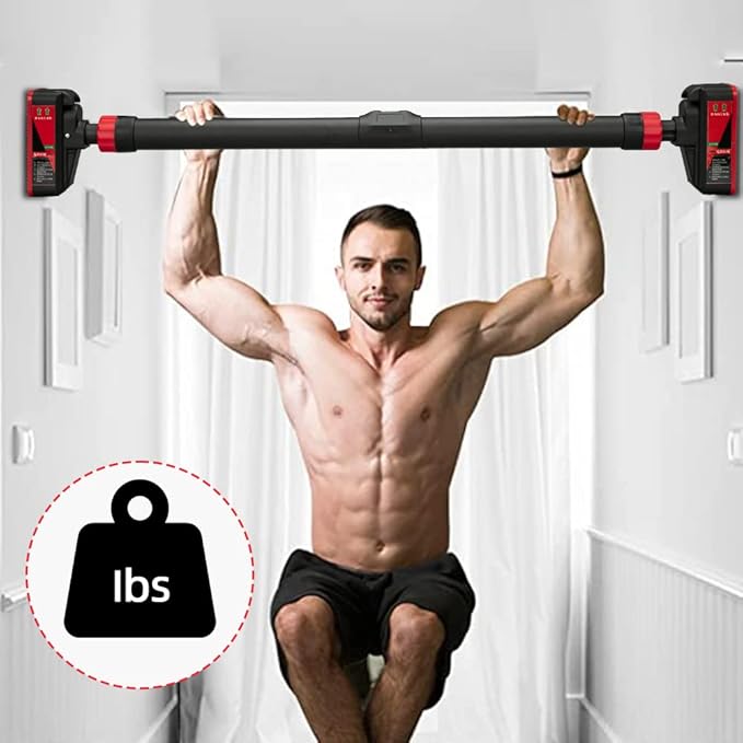 Adjustable Pull Up Bar for Doorway - Upper Body Workout Training Bar with Locking Mechanism, No Screw Installation, Portable Design, Max Load 440 Lbs, Fits 27.2"-36.2" Width for Upper Body Training, H