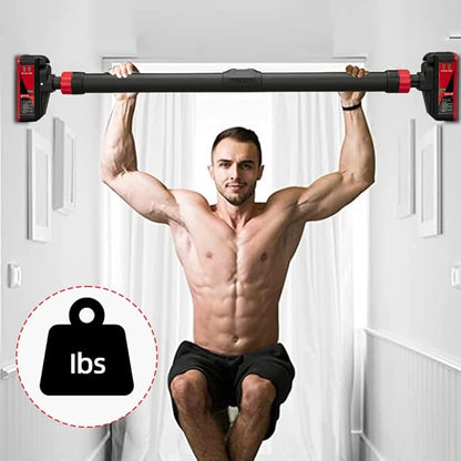Adjustable Pull Up Bar for Doorway - Upper Body Workout Training Bar with Locking Mechanism, No Screw Installation, Portable Design, Max Load 440 Lbs, Fits 27.2"-36.2" Width for Upper Body Training, H