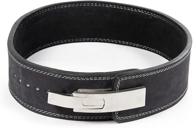 Titan Fitness Powerlifting Lever Belt - 2X-Large 38" - 45", 4" Wide x 10mm Thick Black Leather, Adjustable Steel Lever Buckle for Squats, Deadlifts, Weightlifting & Bodybuilding