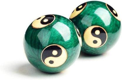 JapanBargain 3298, Chinese Baoding Balls Hand Exercise Therapy Balls Stress Reliefe Balls, Taichi Pattern, Green Color