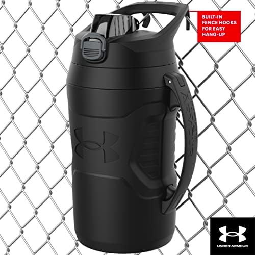 Under Armour Half Gallon Water Bottle Insulated, 64oz Insulated Water Bottle with Handle, Fence Hook, Leak Resistant, for Baseball, Football & More, Vapor Green/Black