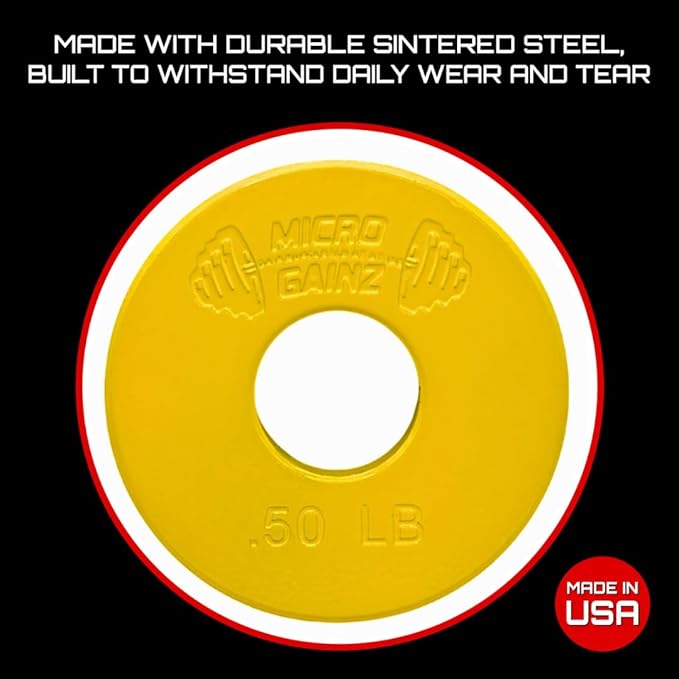 Micro Gainz Standard 1-Inch Center Hole Fractional 8 Piece Weight Plates with Bag, Designed for Standard 1-Inch Dumbbell & Barbell for Strength Training and Weight Lifting, Made in USA