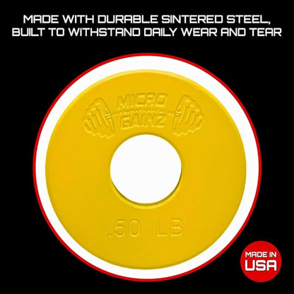 Micro Gainz Standard 1-Inch Center Hole Fractional 8 Piece Weight Plates with Bag, Designed for Standard 1-Inch Dumbbell & Barbell for Strength Training and Weight Lifting, Made in USA