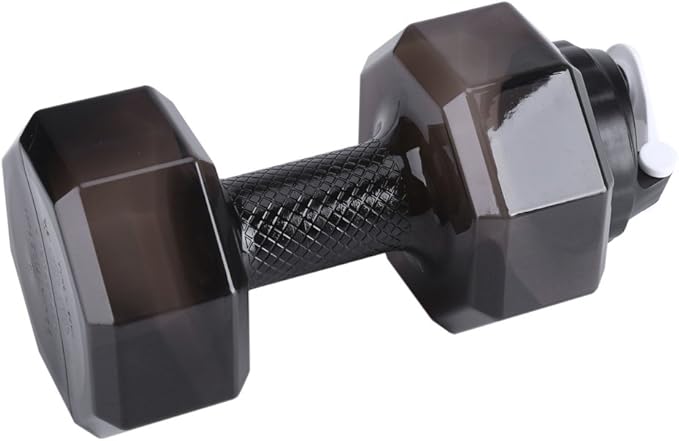 Dumbbell Shaped Exercise Sports Water Bottle, Fitness Gym Training Cup Portable weight water bottles for Gym, Yoga, Running, Outdoors, Cycling (Black)