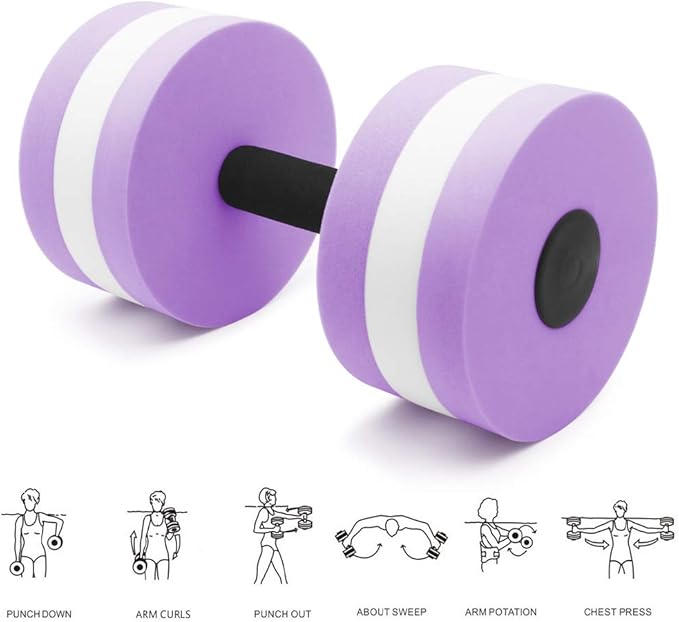 Water Dumbbells Aquatic Exercise Dumbells Water Aerobics Workouts 2PCS Foam Barbells for Men Women Water Sports Fitness Tool