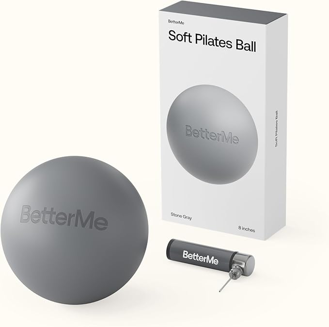 BetterMe Soft Pilates Ball – 8 Inch Mini Exercise Ball for Pilates, Yoga & Core Training – Small Stability Ball for Women – Portable Workout Tool