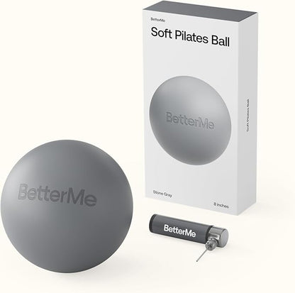 BetterMe Soft Pilates Ball – 8 Inch Mini Exercise Ball for Pilates, Yoga & Core Training – Small Stability Ball for Women – Portable Workout Tool