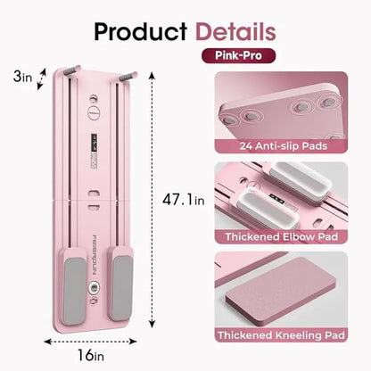 Multi-Functional Pilates Board, Foldable Home Pilates Reformer, Ab & Core Strength Workout Equipment, 300LBS Capacity, Pink, 47.1 x 16 x 3 Inches