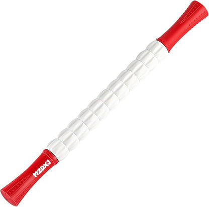 Muscle Roller Massage Roller Stick- Deep Tissue Fascia Blaster for Myofascial Pain Relief, Lymphatic Drainage & Body Sculpting, Handheld Physical Therapy & Recovery Tool (Red White-20 inch)