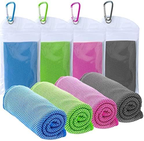 4 Packs Cooling Towels for Neck and Face(40"x 12"), Cold Towels for Hot Weather, Cooling Wipes, Lightweight Soft Breathable Towels for Yoga, Sport, Workout, Running, Gym, Camping, Fitness