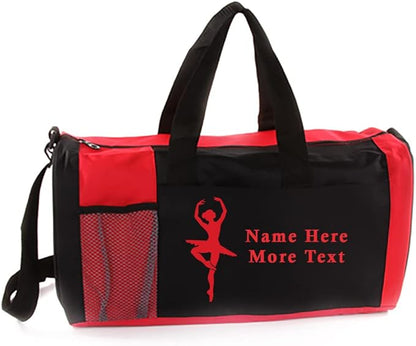 KishKesh Personalized Sport Duffel Bag – Ideal for Ballet Dancer, Gym, Travel, Training & Workout Essential for Female – Durable, Customizable Name & Text for Kids and Adults – Red, 18" X 10" X 8"