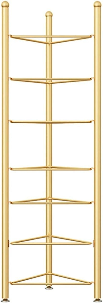 Exercise Half Balance Ball Trainer Holder Storage Rack - Home Fitness Gym Workout Equipment 3/5/6/7 Tier Floor Stand Corner Storage Organizer for Basketball Bowling Medicine Yoga Bosu Balls(Gold,7 lay