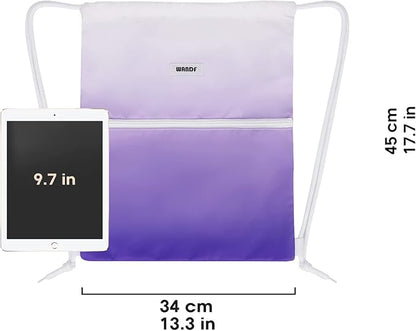 WANDF Drawstring Backpack String Bag Sackpack Cinch Water Resistant Nylon for Sport Yoga Gym Shopping (Purple Gradient)