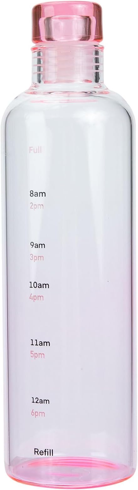 DOITOOL Borosilicate Glass Water Bottle 16.9 oz Portable Clear Sports Bottle with Scale for Running Gym Camping and Outdoor Fitness
