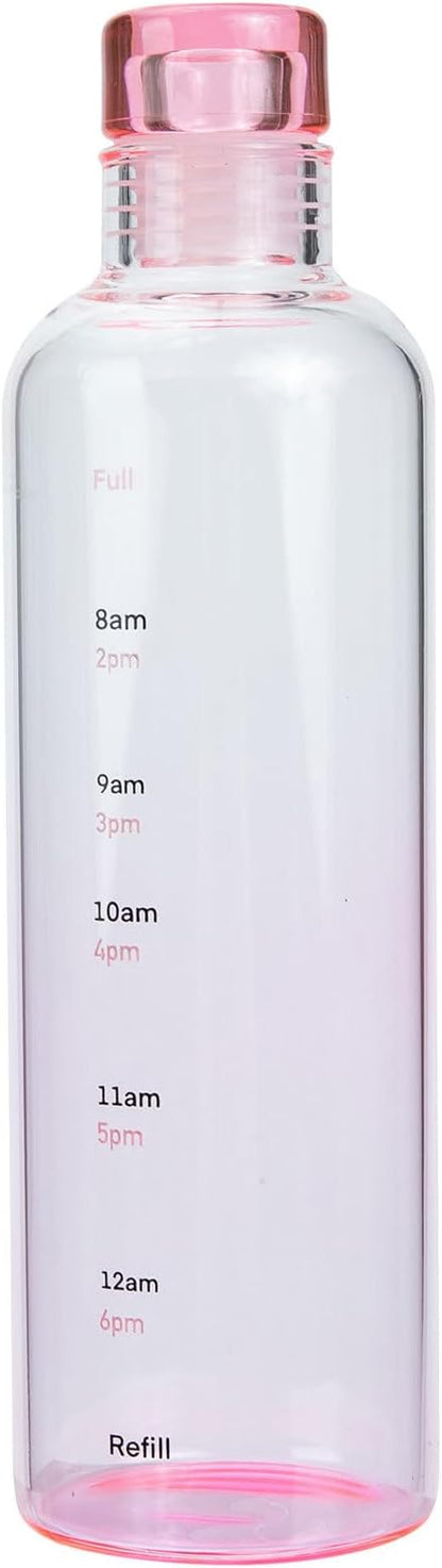 DOITOOL Borosilicate Glass Water Bottle 16.9 oz Portable Clear Sports Bottle with Scale for Running Gym Camping and Outdoor Fitness