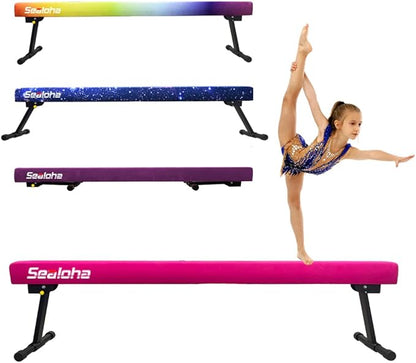 GLANT 8ft Ultrasimple Adjustable&Foldable Balance Beam,High-Low Floor Beam Suede Gymnastics Equipment,No Tool Require, Gymnastics Beam for Training&Professional HomeTraining