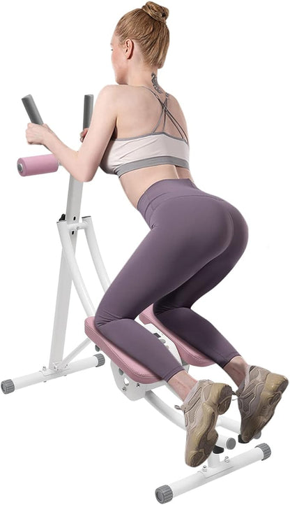 Workout Machine,Foldable Fitness Equipment,Fitness Core & Abdominal Trainer for Glutes Workout,22lbs Weight Capacity,Pink