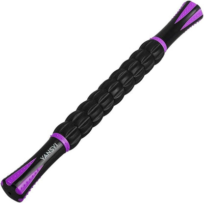 YANSYI 9-Roller Muscle Recovery Massage Stick - Deep Tissue Massager for Post-Workout Recovery & Pain Relief (Purple)