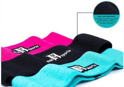 Booty Bands Hip Resistance Bands Set, Non-Slip Fabric Loops for Legs, Glutes, Booty Workout, Pink, Teal, Black, 3 Pack, for Home Gym, Yoga, Pilates