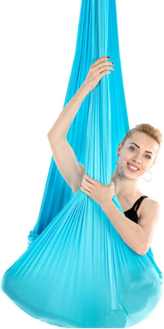 2.8x1m 9.2x3.3 ft Durable Elastic Aerial Yoga Hammock Swing, Fitness Training Accessory, Medium Yoga Swing and Hammock Kit for Yoga Inversion, Flexibility, and Core Strength