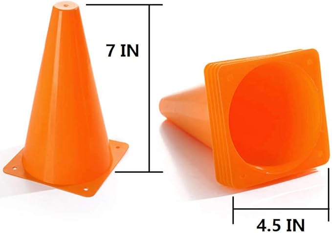 Soccer Cones (7 Inch 25 Pack), Agility Training Sports Cone Plastic with Carry Bag for Football Basketball Drills Field Markers,