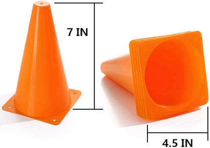 Soccer Cones (7 Inch 25 Pack), Agility Training Sports Cone Plastic with Carry Bag for Football Basketball Drills Field Markers,