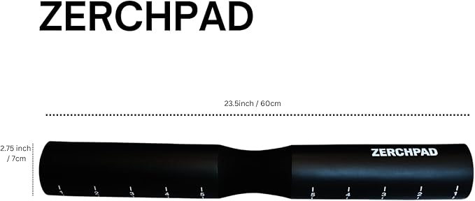 Barbell Pad Squat Pad Designed Specifically for Zercher Squats - Great for Zercher Squats, Front Squats and Hip Thrusts — Extra Long Length—Fit Standard and Olympic Bars Perfectly