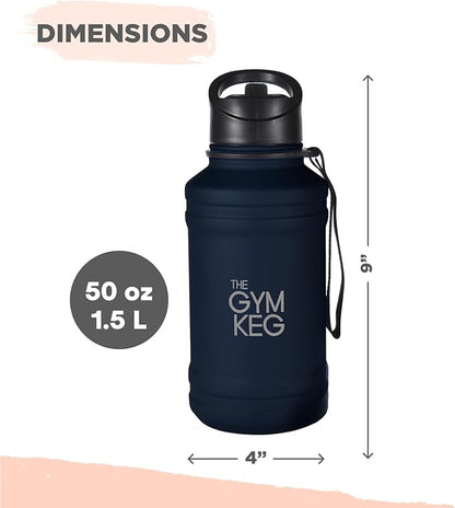 THE GYM KEG Stainless Steel Water Bottle - Leak-Proof, Insulated Beverage Container for Hot and Cold Drinks - Durable, Versatile and Kid-Safe - Keg Stainless Steel Bottle - New