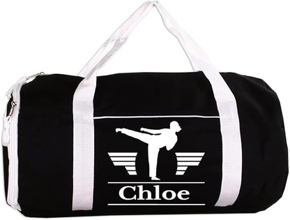 Personalized Sport/Gym Roll Duffel Bag - Martial Arts Female Black 18"