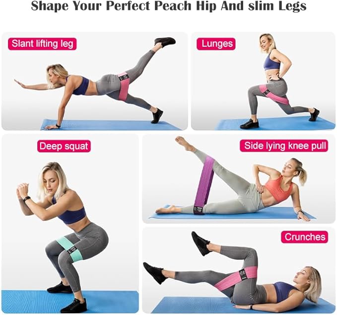 Premium Fabric Resistance Bands Set for Women (3-Pack or 6-Pack) – Non-Slip Workout Bands for Glutes, Legs & Hips – Elastic Booty Bands with Carry Bag, Ideal for Home Fitness, Yoga & Pilates
