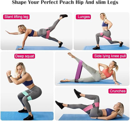 Premium Fabric Resistance Bands Set for Women (3-Pack or 6-Pack) – Non-Slip Workout Bands for Glutes, Legs & Hips – Elastic Booty Bands with Carry Bag, Ideal for Home Fitness, Yoga & Pilates