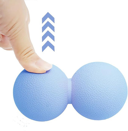 Double Lacrosse & Micro-Elastic Peanut Massage Ball - Myofascial Release Tool for Muscle, Back, Foot, and Physical Therapy, Mobility Roller for Acupressure and Relaxation (Blue)