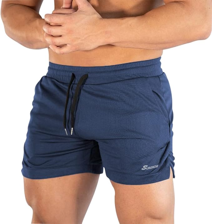 Surenow Mens Running Gym Shorts 3 Inch Breathable Lightweight Athletic Sport Shorts Training Workout Shorts with Pockets