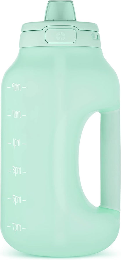 Ello Hydra 64oz Half Gallon Water Jug with Handle and Motivational Time Markers for All Day Hydration, Plastic Reusable Water Bottle with Straw and Locking, Leak Proof Lid, BPA Free
