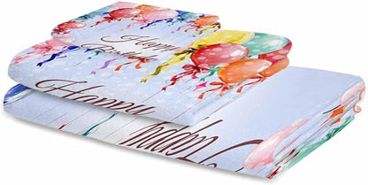 Happy Birthday Bath Towels Set of 3 for Bathroom,Soft Absorbent Shower Beach Hand Face Hair Yoga Workout Gym Towel Dish Wahcloth,Colorful Balloons Bow Gradient Modern Purple Quick Dry Bath Towels+Set