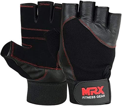 MRX Weight Lifting Gloves Gym Training Bodybuilding Fitness Powerlifting Workout Weightlifting Gloves Genuine Leather for Men & Women