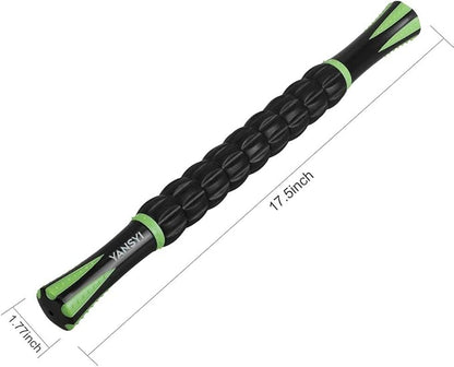 YANSYI 9-Roller Muscle Massage Stick - Deep Tissue Foam Roller for Pain Relief & Recovery, Portable Muscle Roller for Athletes, Back, Legs, Soreness (Black)