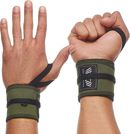 WARM BODY COLD MIND - Premium Cotton Weight Lifting Wrist Wraps for Cross Training, Powerlifting, Deadlift, Weightlifting, Gym, Wrist Straps, Workout, Fitness, Heavy-Duty Support with Thumb Loop