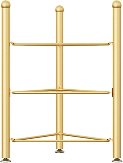 3/5/6/7 Tier Floor Stand Storage Organizer Exercise Half Balance Ball Storage Rack, Home Gym Workout Equipment for Bosu Slam Bowling Medicine Balls(Gold,3 Layer - 27.5in)
