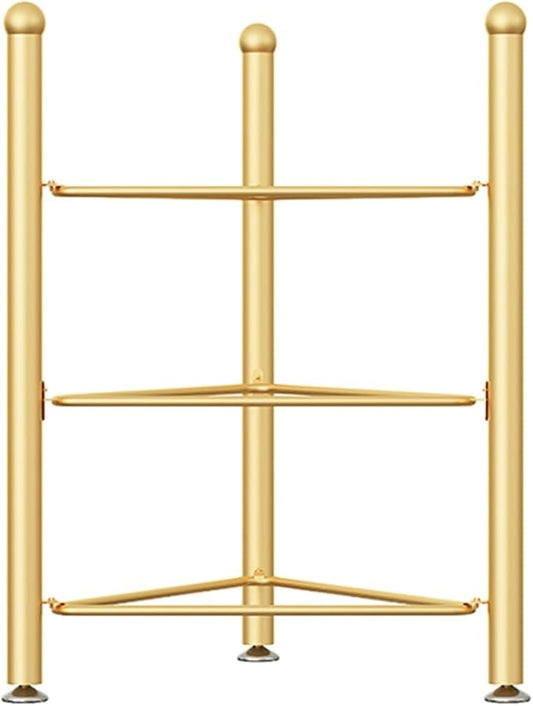 3/5/6/7 Tier Floor Stand Storage Organizer Exercise Half Balance Ball Storage Rack, Home Gym Workout Equipment for Bosu Slam Bowling Medicine Balls(Gold,3 Layer - 27.5in)