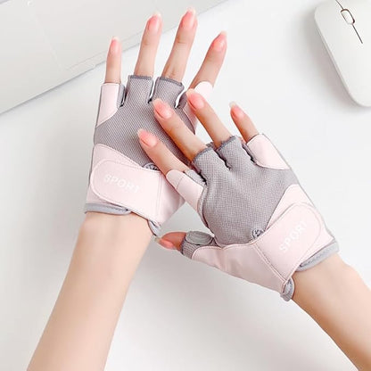 Breathable-Workout-Fingerless-Gloves for Womens - Sport-Gym-Fitness Anti-Slip-Palm Cycling-Gloves Hand-Protection