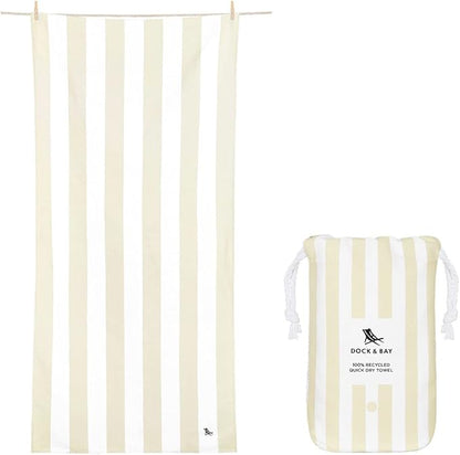 Dock & Bay Beach Towel - Quick Dry, Sand Free - Compact, Lightweight - 100% Recycled - Includes Bag - Cabana - Set of 6 - Large (160x90cm, 63x35)